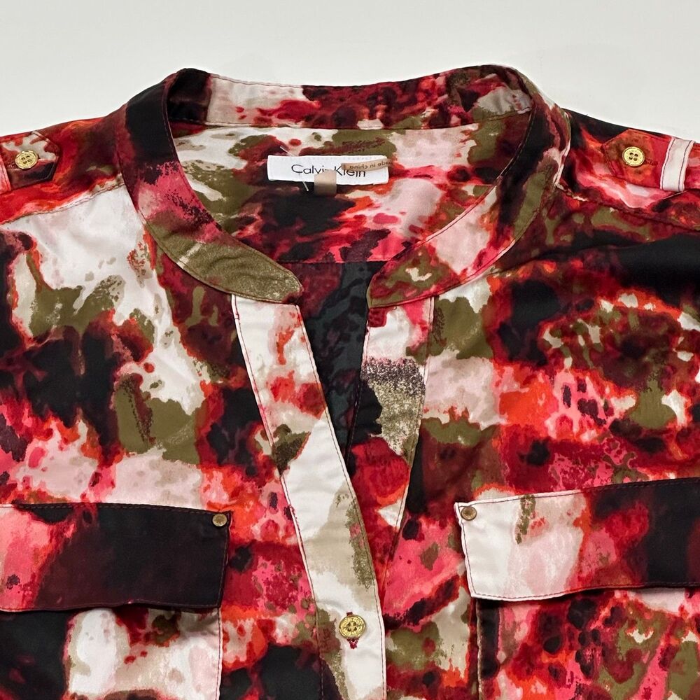 Calvin Klein Women's Long Sleeve Blouse Multicolor Size 1X